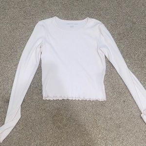 American Eagle XS white crop top ping sleeve